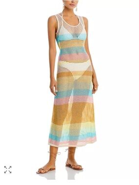 Pastel Multi Crochet Maxi Swim Coverup